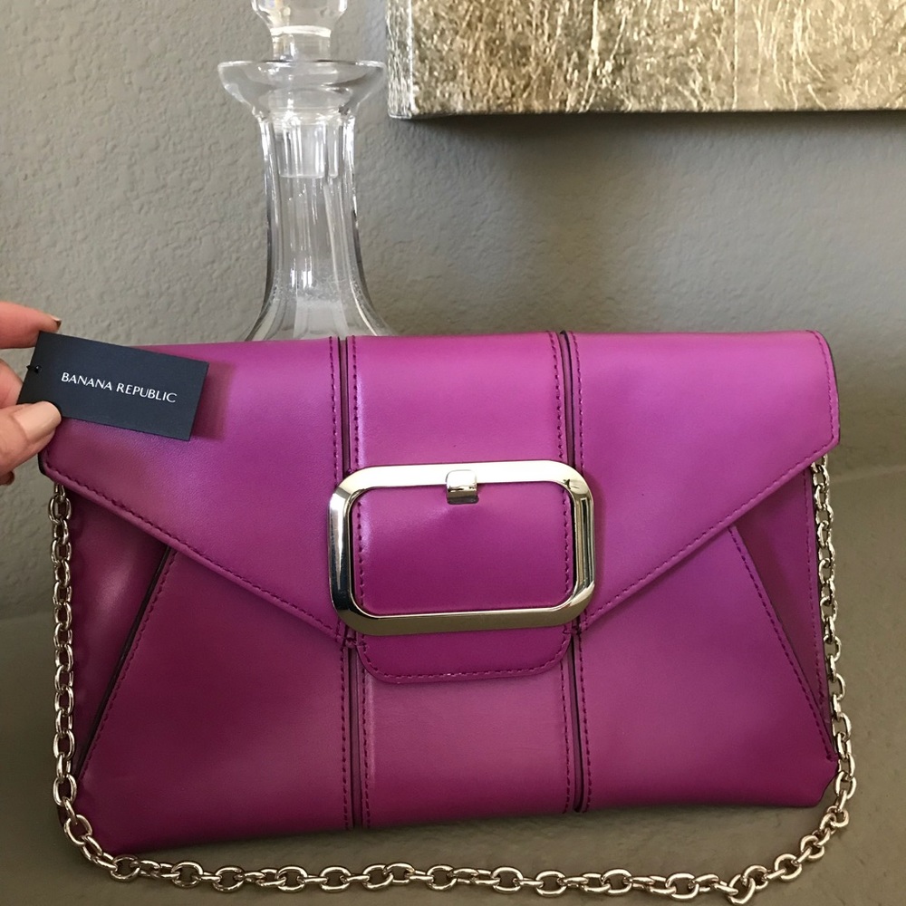 Pink leather purse clutch banana republic NWT💗
